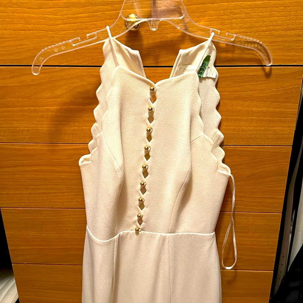 Zimmerman White Scalloped Midi Dress